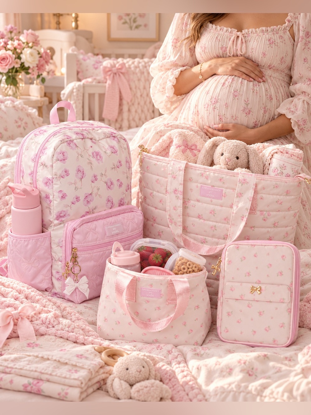 LoveShackFancy x Target 4pc Pink Mom Diaper Hospital Bag Set NWT